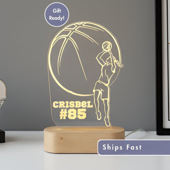 Custom Basketball LED Lamp – Sporty Nightlight for Basketball-Loving Girls - Picture 1 of 8